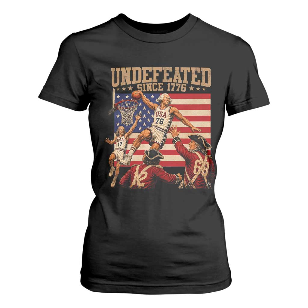 4th of July Basketball Undefeated Since 1776 T Shirt For Women Funny Founding Fathers