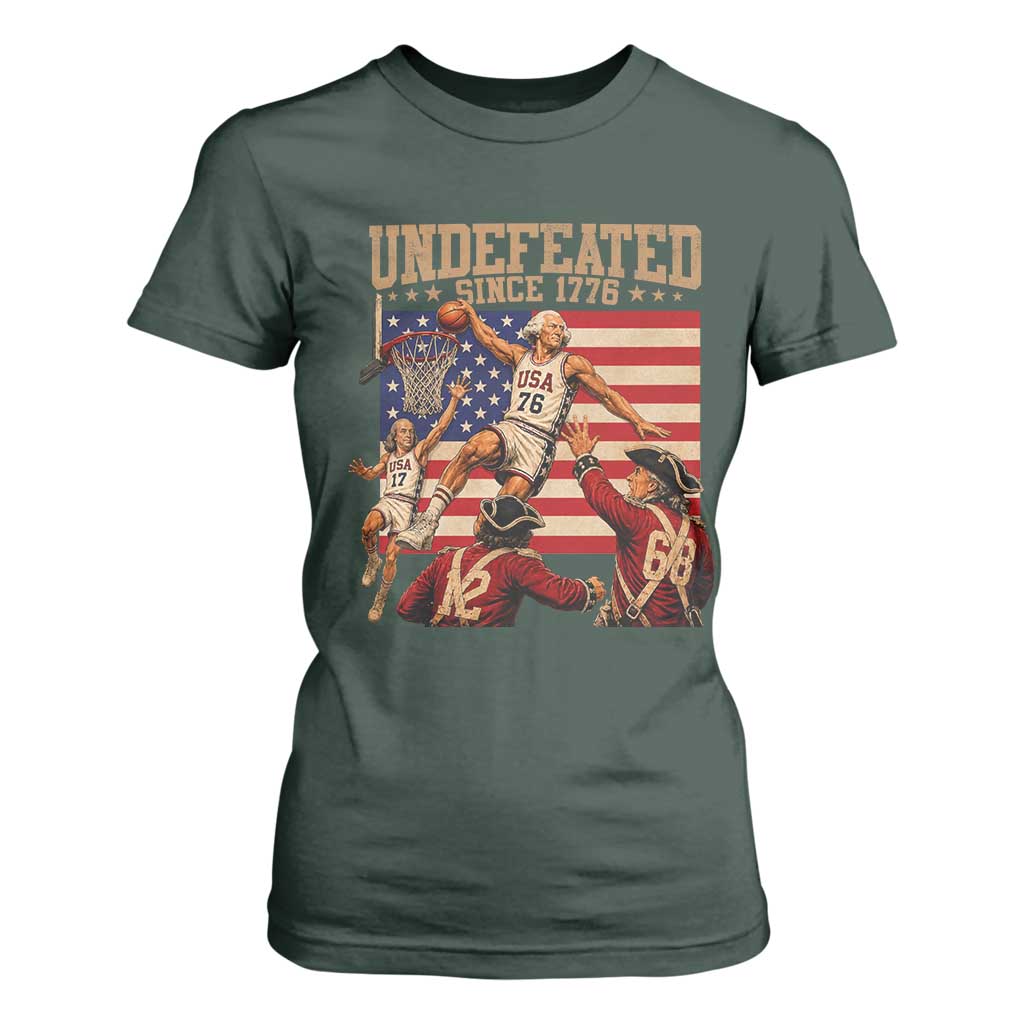 4th of July Basketball Undefeated Since 1776 T Shirt For Women Funny Founding Fathers