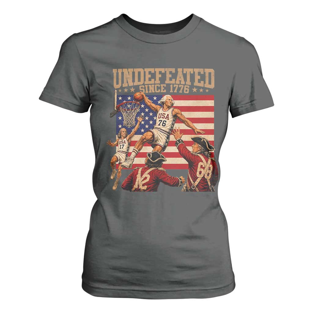 4th of July Basketball Undefeated Since 1776 T Shirt For Women Funny Founding Fathers