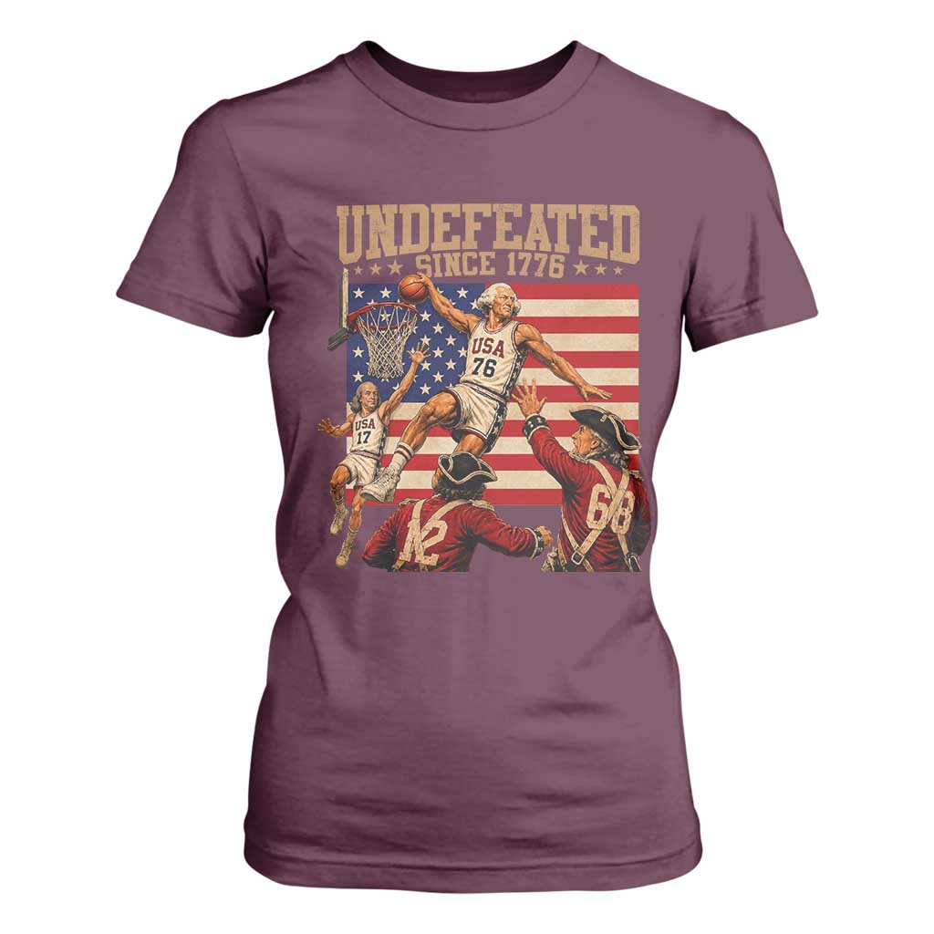 4th of July Basketball Undefeated Since 1776 T Shirt For Women Funny Founding Fathers