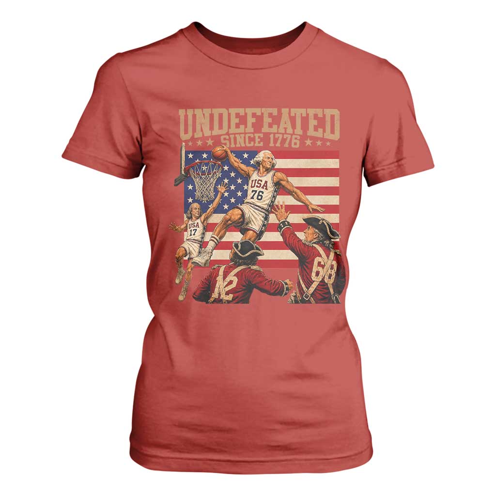 4th of July Basketball Undefeated Since 1776 T Shirt For Women Funny Founding Fathers