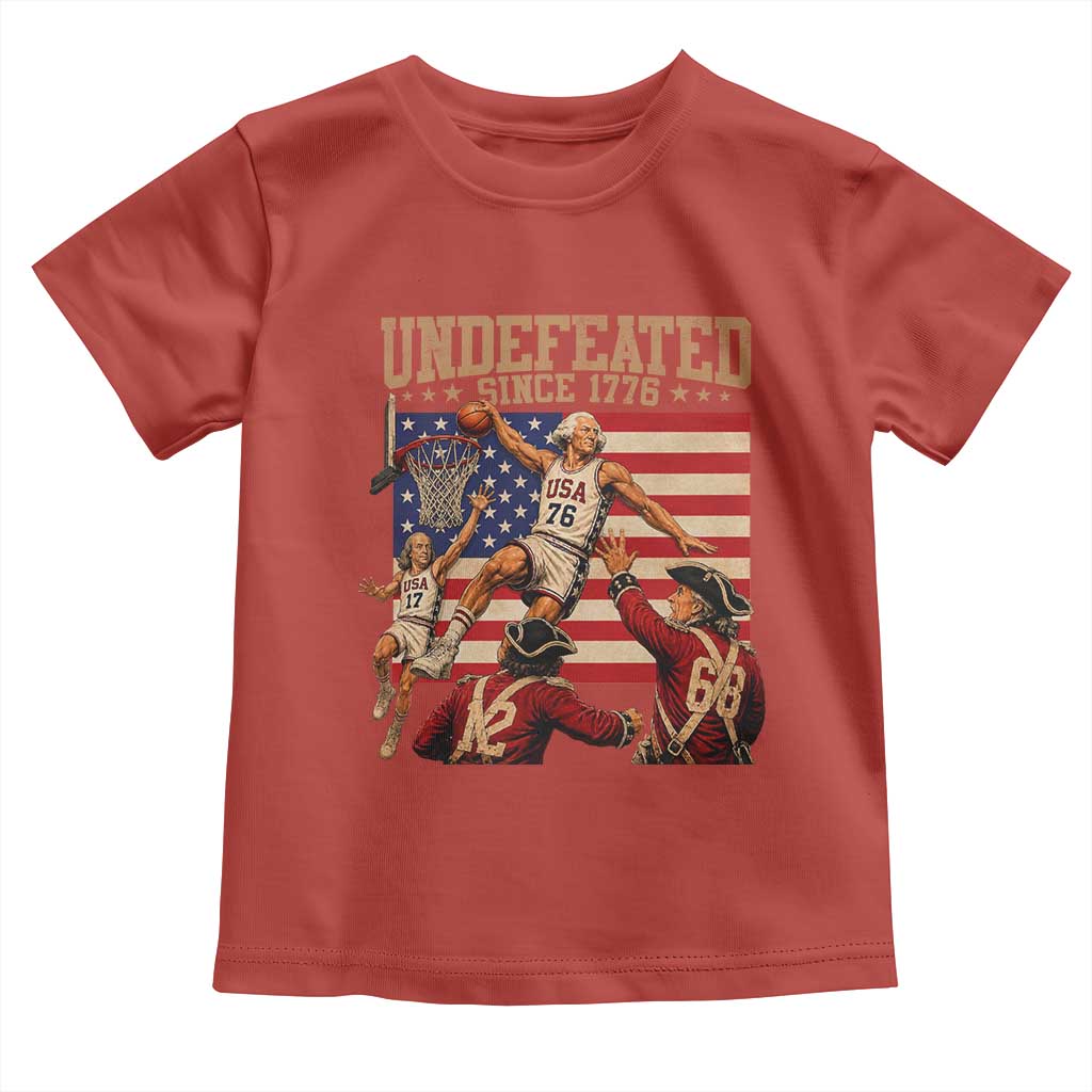 4th of July Basketball Undefeated Since 1776 Toddler T Shirt Funny Founding Fathers