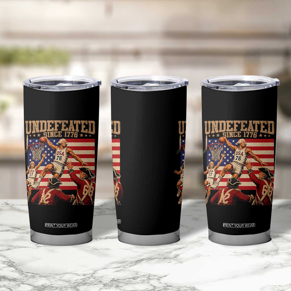4th of July Basketball Undefeated Since 1776 Tumbler Cup Funny Founding Fathers