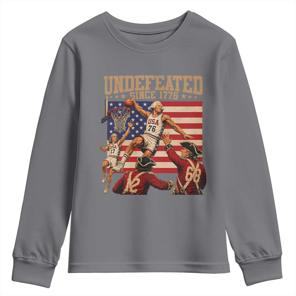 4th of July Basketball Undefeated Since 1776 Youth Sweatshirt Funny Founding Fathers