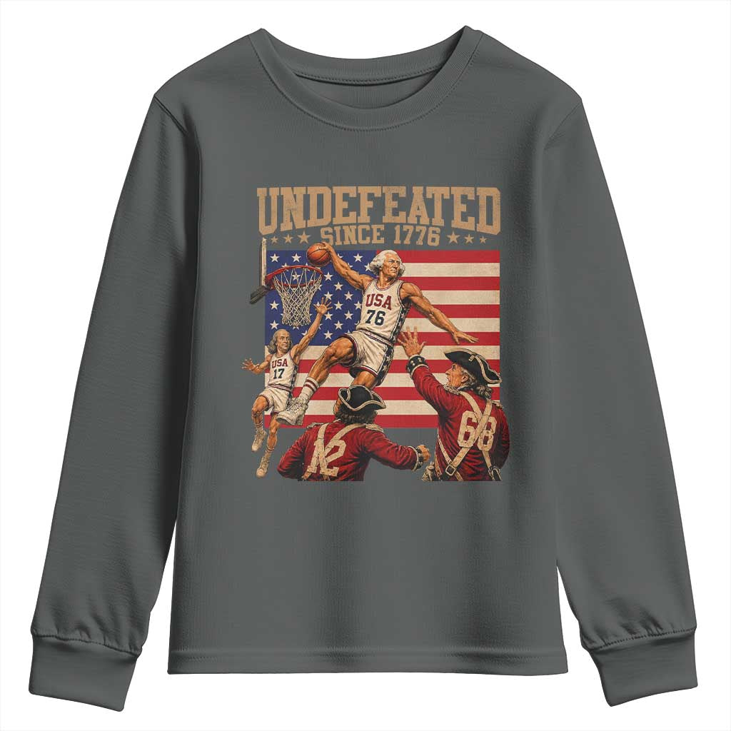 4th of July Basketball Undefeated Since 1776 Youth Sweatshirt Funny Founding Fathers