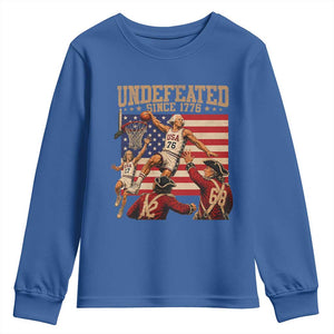 4th of July Basketball Undefeated Since 1776 Youth Sweatshirt Funny Founding Fathers