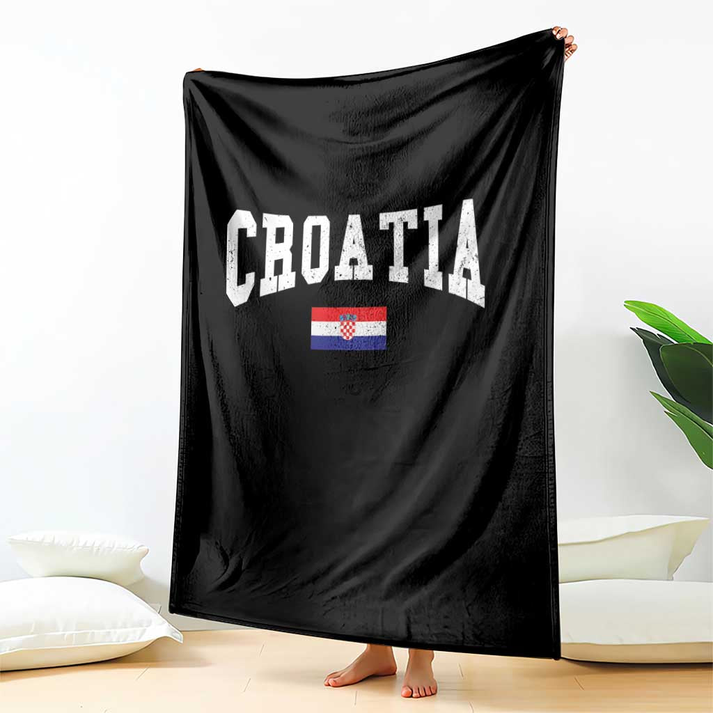 Croatia Hrvatska Flag Zagreb Croatian Jersey Retro Throw Blanket