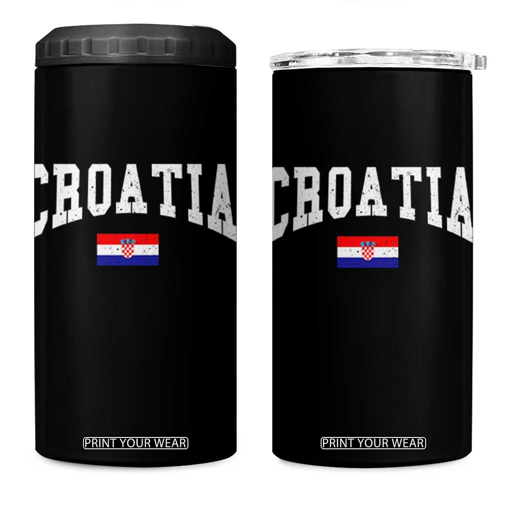 Croatia Hrvatska Flag Zagreb Croatian Jersey Retro 4 in 1 Can Cooler Tumbler