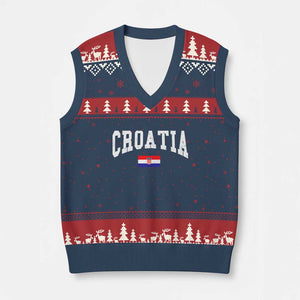 Croatia Hrvatska Flag Zagreb Croatian Jersey Retro V-Neck Knit Sweater Vest
