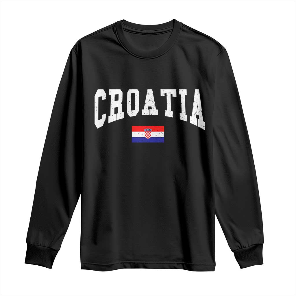 Croatia Hrvatska Flag Zagreb Croatian Jersey Retro Long Sleeve Shirt