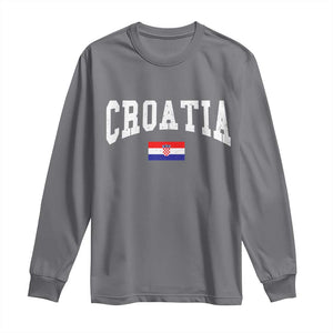 Croatia Hrvatska Flag Zagreb Croatian Jersey Retro Long Sleeve Shirt