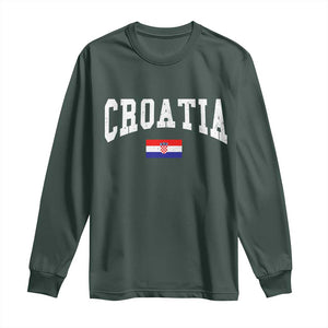 Croatia Hrvatska Flag Zagreb Croatian Jersey Retro Long Sleeve Shirt