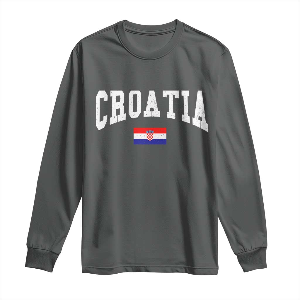 Croatia Hrvatska Flag Zagreb Croatian Jersey Retro Long Sleeve Shirt