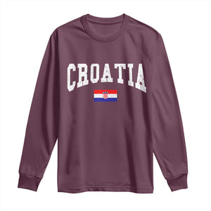 Croatia Hrvatska Flag Zagreb Croatian Jersey Retro Long Sleeve Shirt