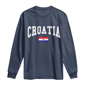 Croatia Hrvatska Flag Zagreb Croatian Jersey Retro Long Sleeve Shirt