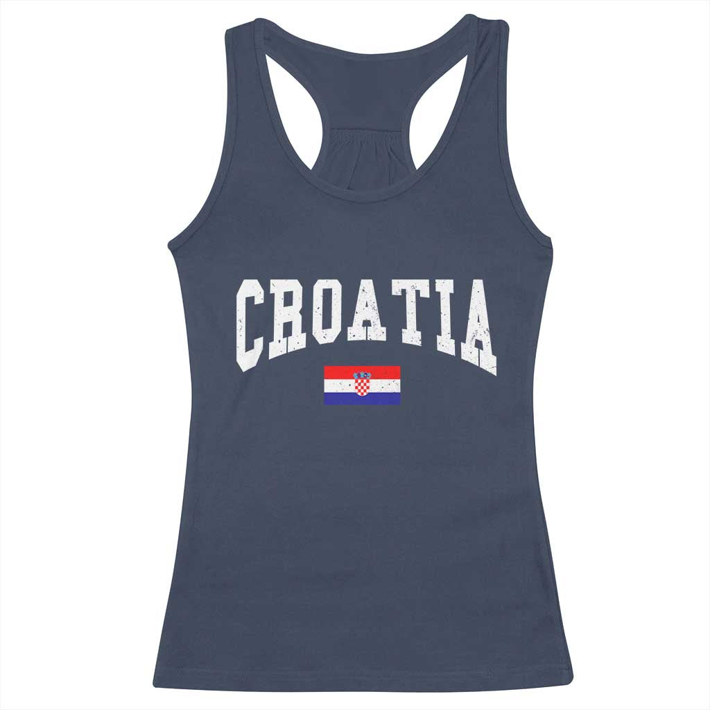 Croatia Hrvatska Flag Zagreb Croatian Jersey Retro Racerback Tank Top