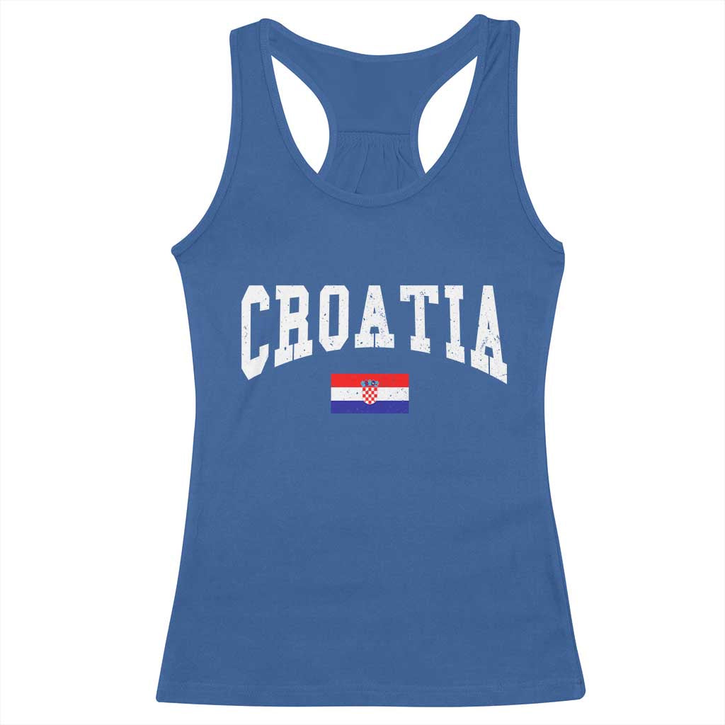 Croatia Hrvatska Flag Zagreb Croatian Jersey Retro Racerback Tank Top