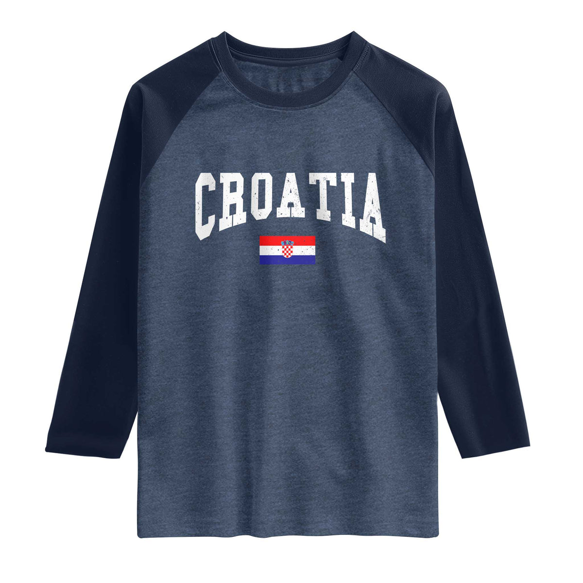 Croatia Hrvatska Flag Zagreb Croatian Jersey Retro Raglan Shirt