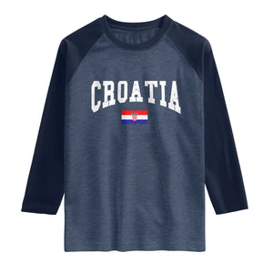 Croatia Hrvatska Flag Zagreb Croatian Jersey Retro Raglan Shirt