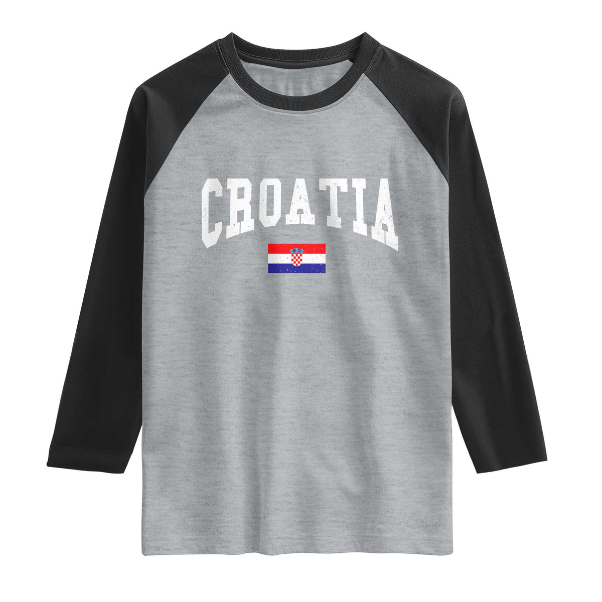 Croatia Hrvatska Flag Zagreb Croatian Jersey Retro Raglan Shirt