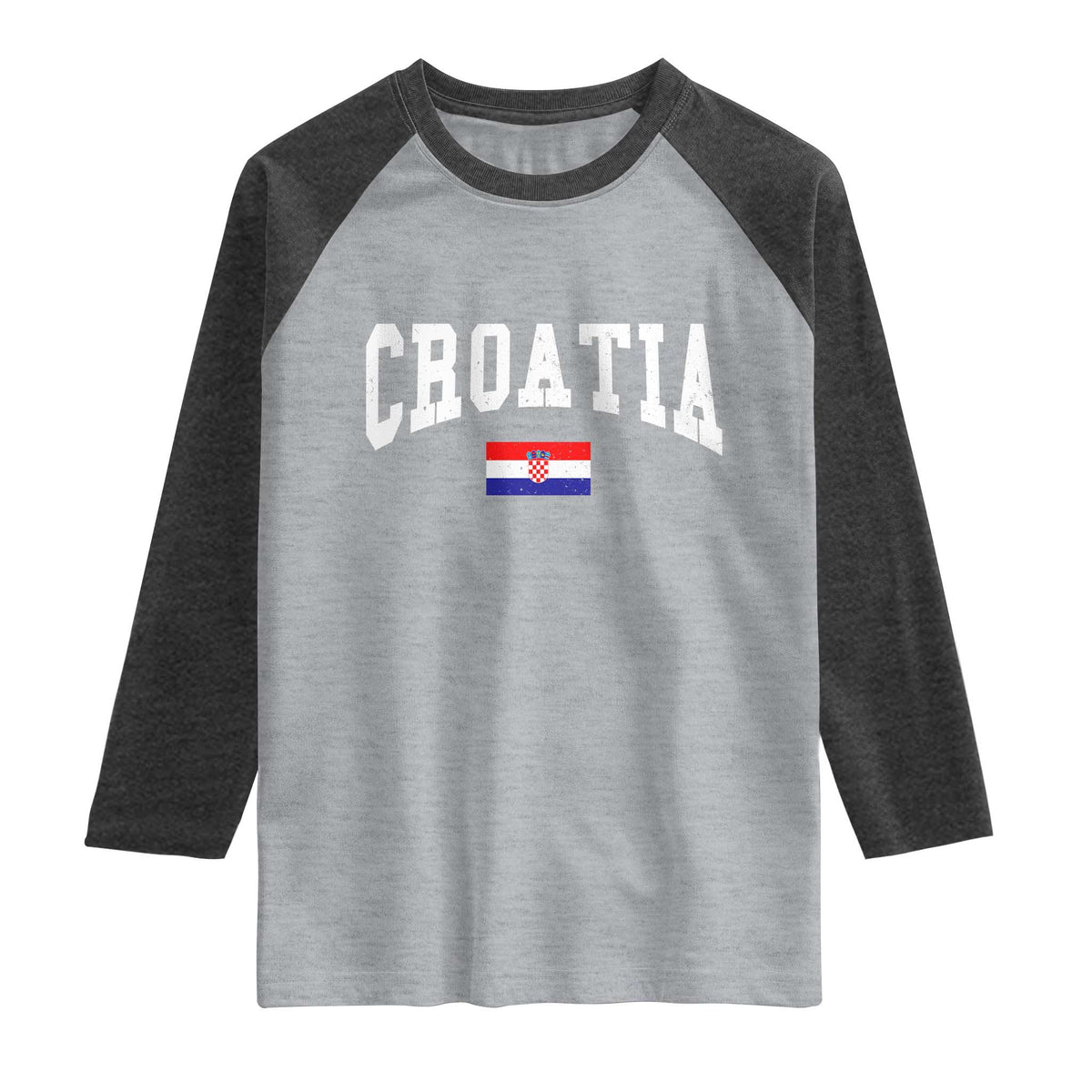 Croatia Hrvatska Flag Zagreb Croatian Jersey Retro Raglan Shirt