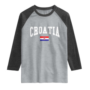 Croatia Hrvatska Flag Zagreb Croatian Jersey Retro Raglan Shirt