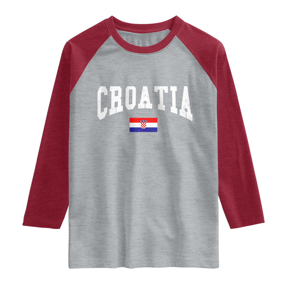 Croatia Hrvatska Flag Zagreb Croatian Jersey Retro Raglan Shirt
