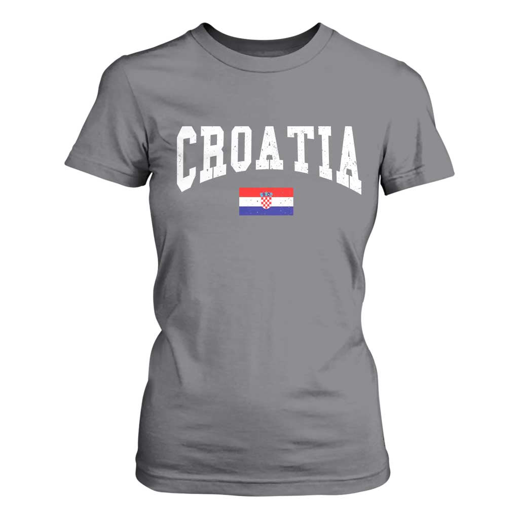 Croatia Hrvatska Flag Zagreb Croatian Jersey Retro T Shirt For Women