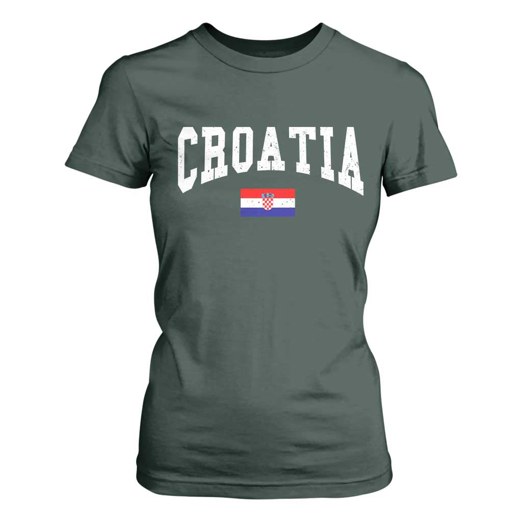 Croatia Hrvatska Flag Zagreb Croatian Jersey Retro T Shirt For Women