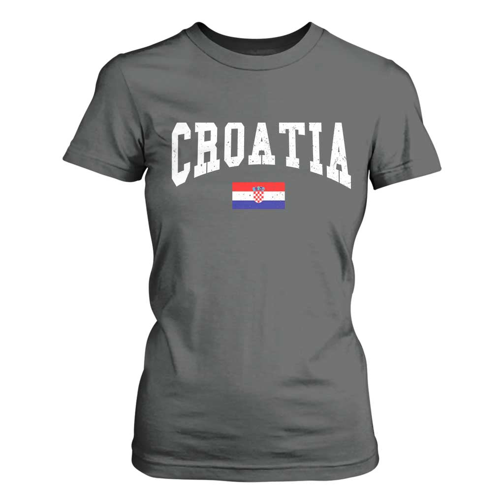 Croatia Hrvatska Flag Zagreb Croatian Jersey Retro T Shirt For Women