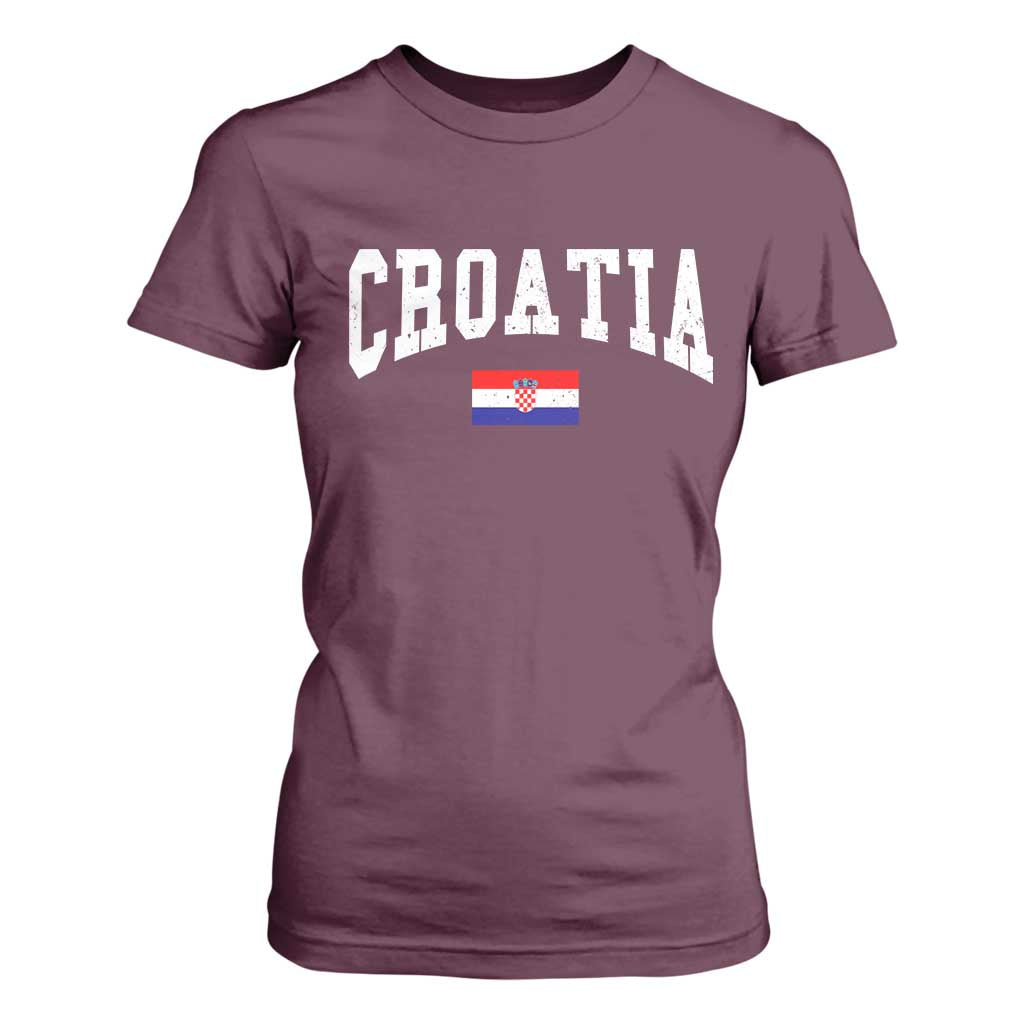Croatia Hrvatska Flag Zagreb Croatian Jersey Retro T Shirt For Women