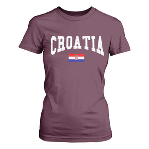 Croatia Hrvatska Flag Zagreb Croatian Jersey Retro T Shirt For Women