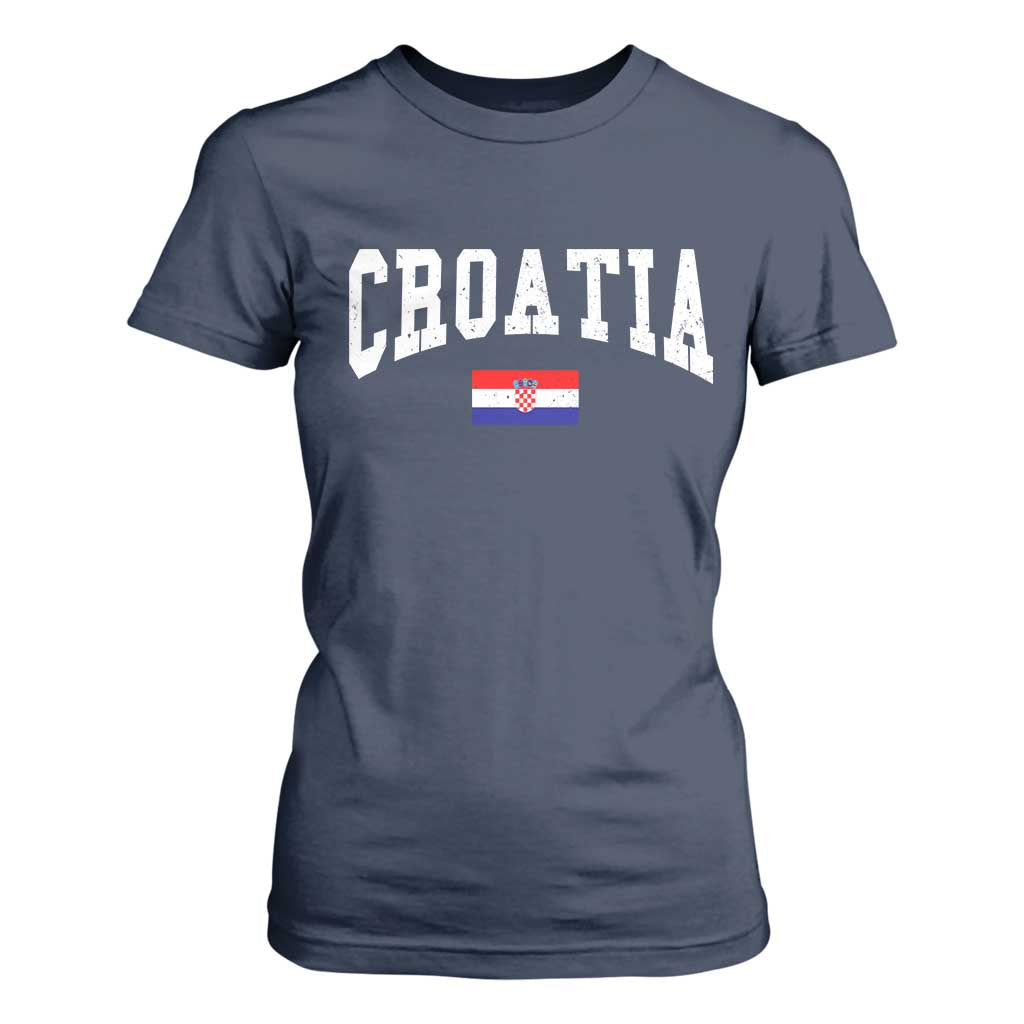 Croatia Hrvatska Flag Zagreb Croatian Jersey Retro T Shirt For Women