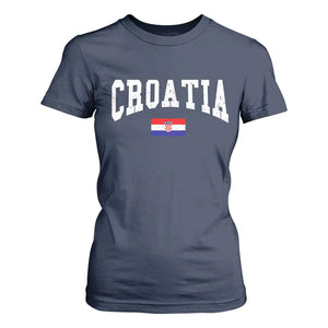 Croatia Hrvatska Flag Zagreb Croatian Jersey Retro T Shirt For Women