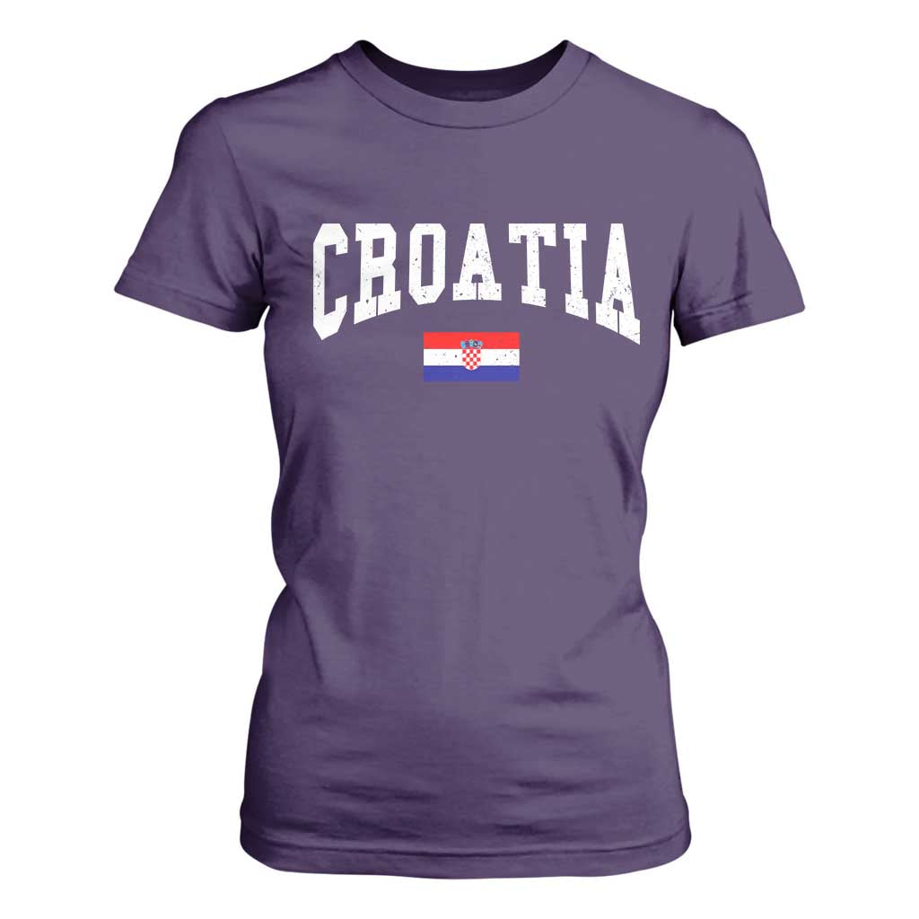 Croatia Hrvatska Flag Zagreb Croatian Jersey Retro T Shirt For Women