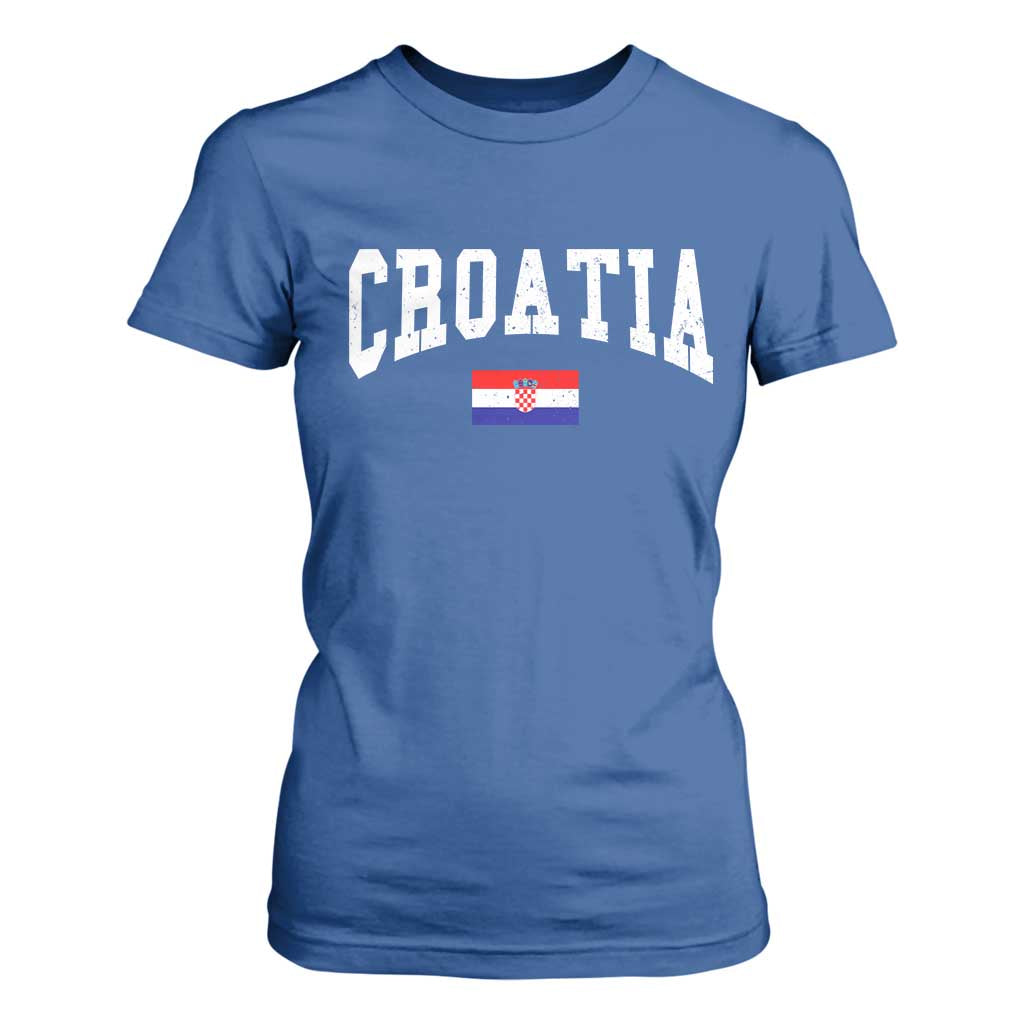 Croatia Hrvatska Flag Zagreb Croatian Jersey Retro T Shirt For Women