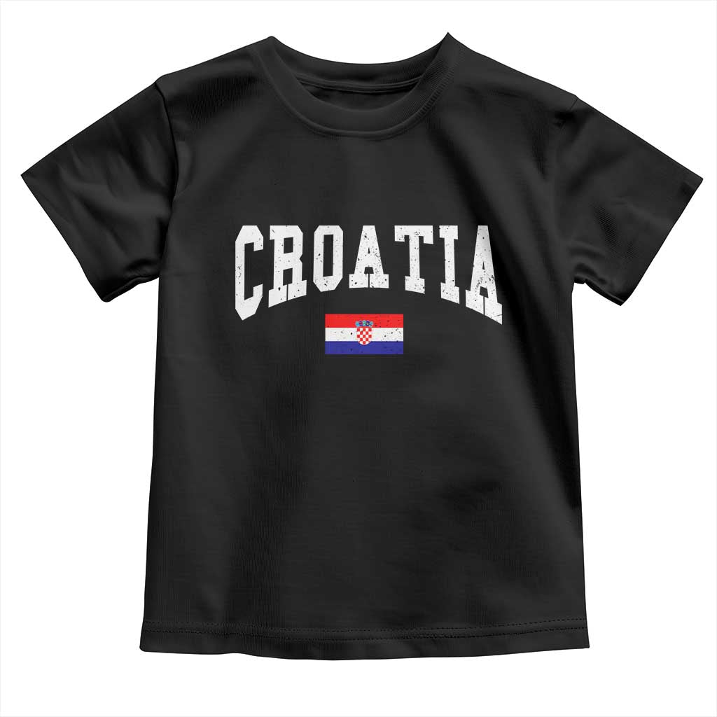 Croatia Hrvatska Flag Zagreb Croatian Jersey Retro Toddler T Shirt TS11 Black Print Your Wear
