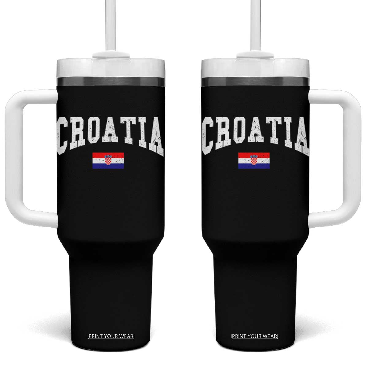 Croatia Hrvatska Flag Zagreb Croatian Jersey Retro Tumbler With Handle TS11 One Size: 40 oz Black Print Your Wear