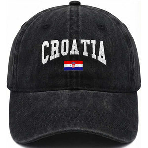 Croatia Hrvatska Flag Zagreb Croatian Jersey Retro Washed Cotton Baseball Cap