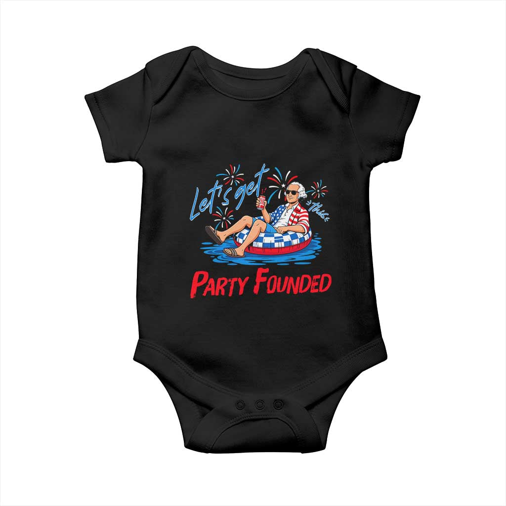 George Washington 4th of July Pool Party Baby Onesie Let's Get This Party Founded TS11 Black Print Your Wear