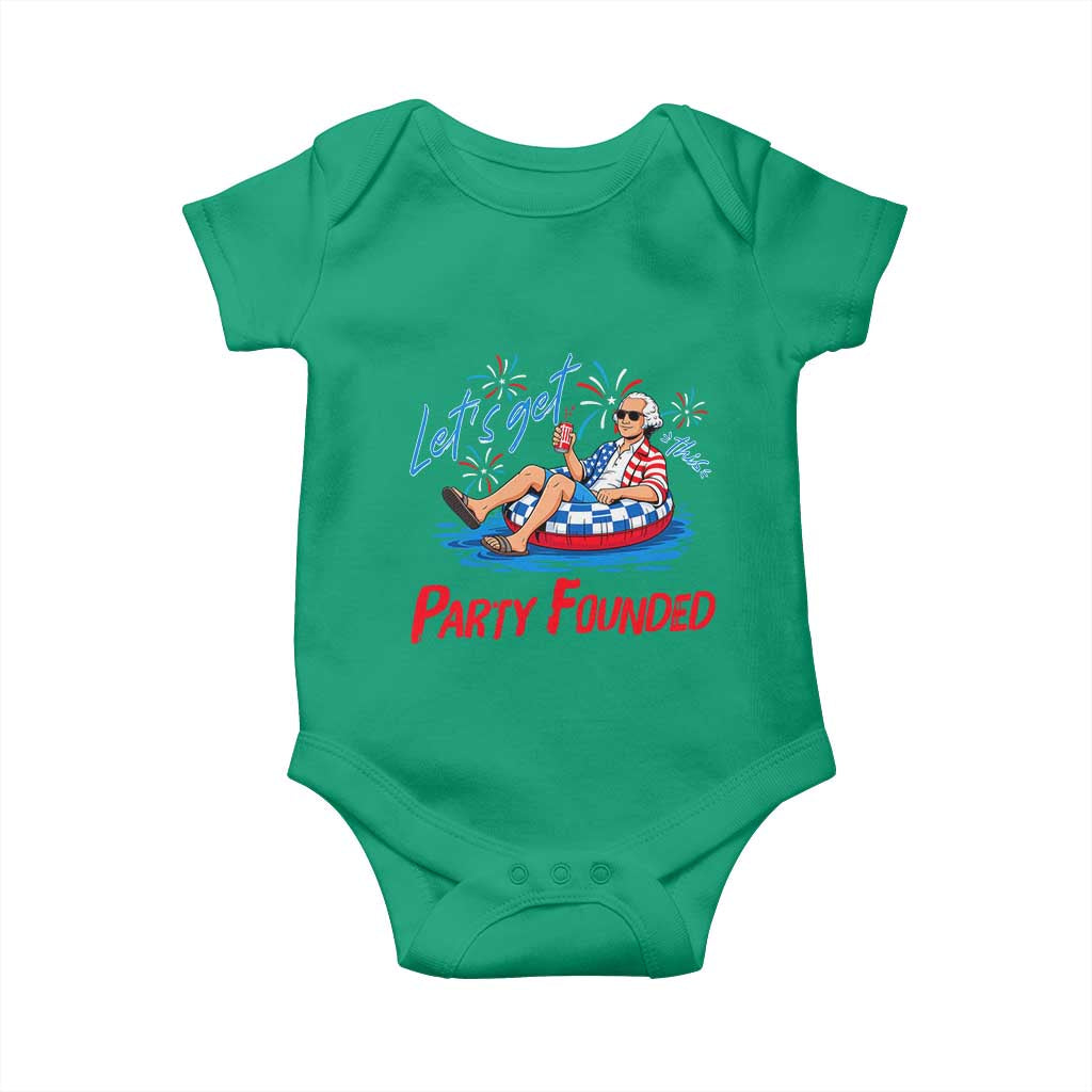 George Washington 4th of July Pool Party Baby Onesie Let's Get This Party Founded
