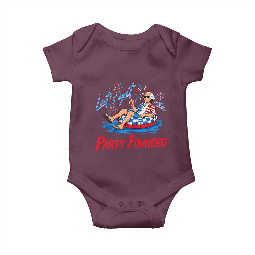 George Washington 4th of July Pool Party Baby Onesie Let's Get This Party Founded