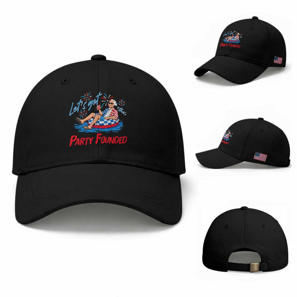 George Washington 4th of July Pool Party Baseball Cap Let's Get This Party Founded