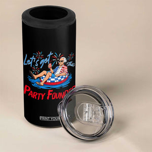 George Washington 4th of July Pool Party 4 in 1 Can Cooler Tumbler Let's Get This Party Founded