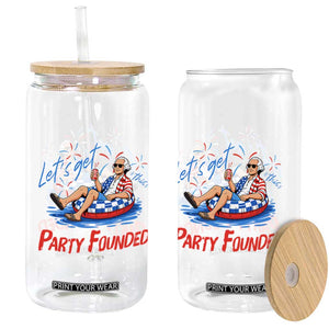George Washington 4th of July Pool Party Glass Can Let's Get This Party Founded