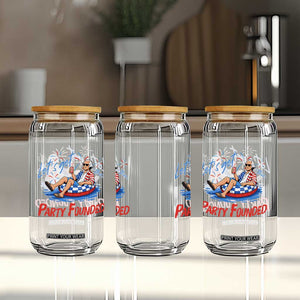 George Washington 4th of July Pool Party Glass Can Let's Get This Party Founded
