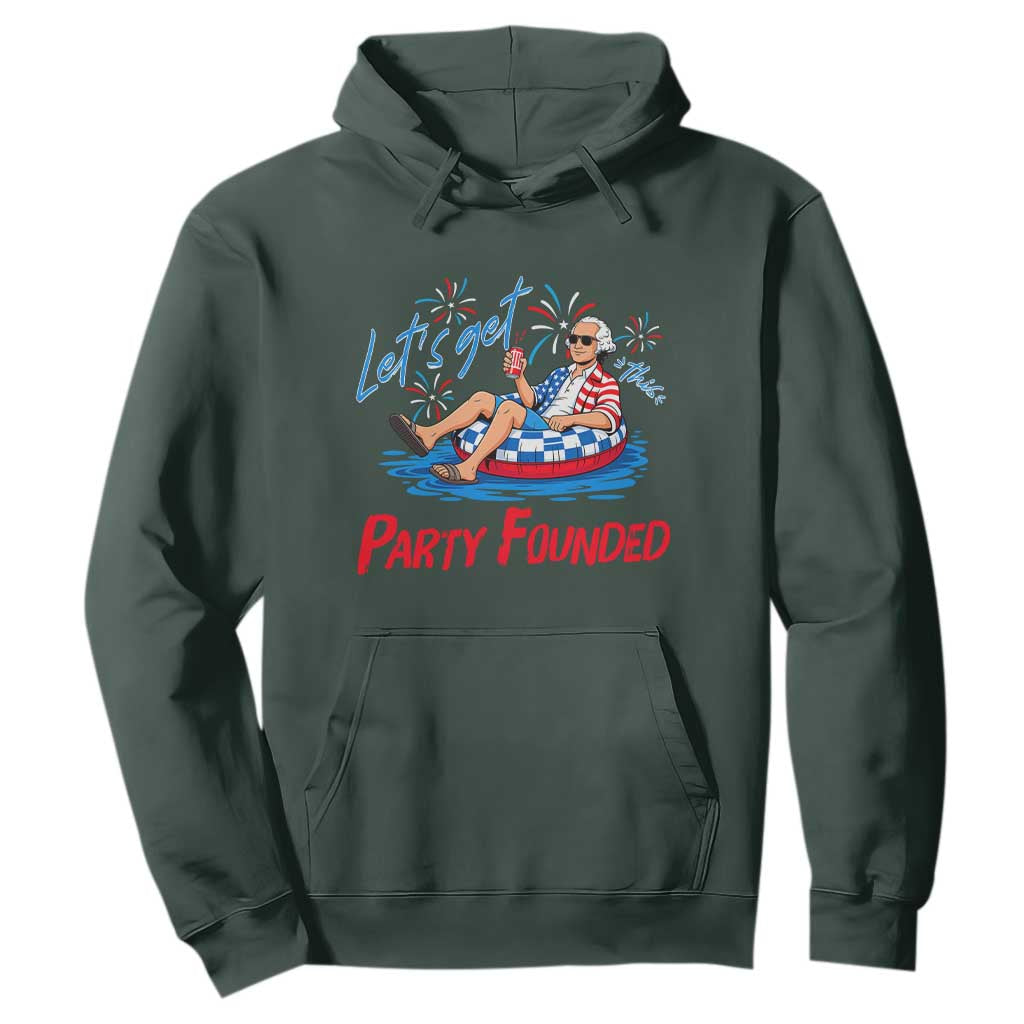 George Washington 4th of July Pool Party Hoodie Let's Get This Party Founded