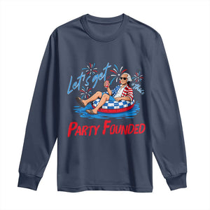 George Washington 4th of July Pool Party Long Sleeve Shirt Let's Get This Party Founded