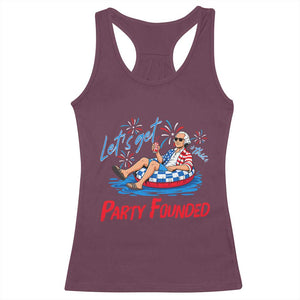 George Washington 4th of July Pool Party Racerback Tank Top Let's Get This Party Founded