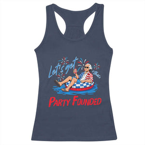 George Washington 4th of July Pool Party Racerback Tank Top Let's Get This Party Founded